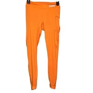 GYMSHARK Athletic Workout Leggings Orange Women’s Size Small 27” Inseam